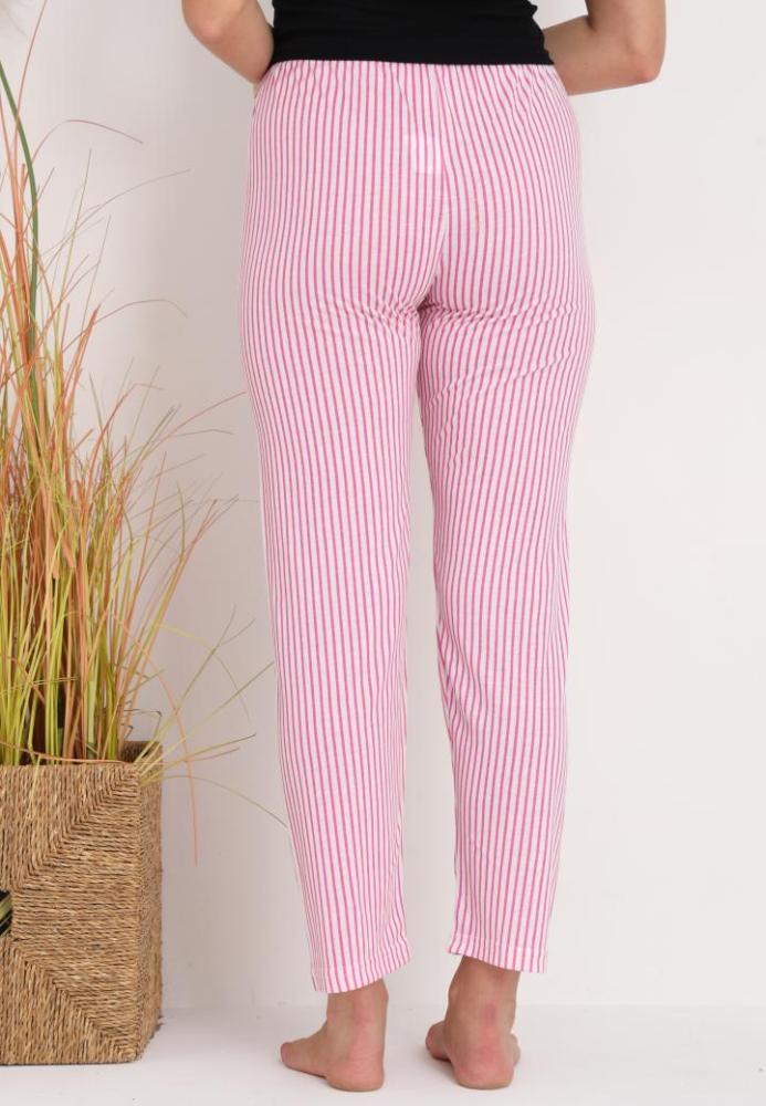 Pantaloni de Pijama Dama ,Culoare Roz cu Alb,Engros